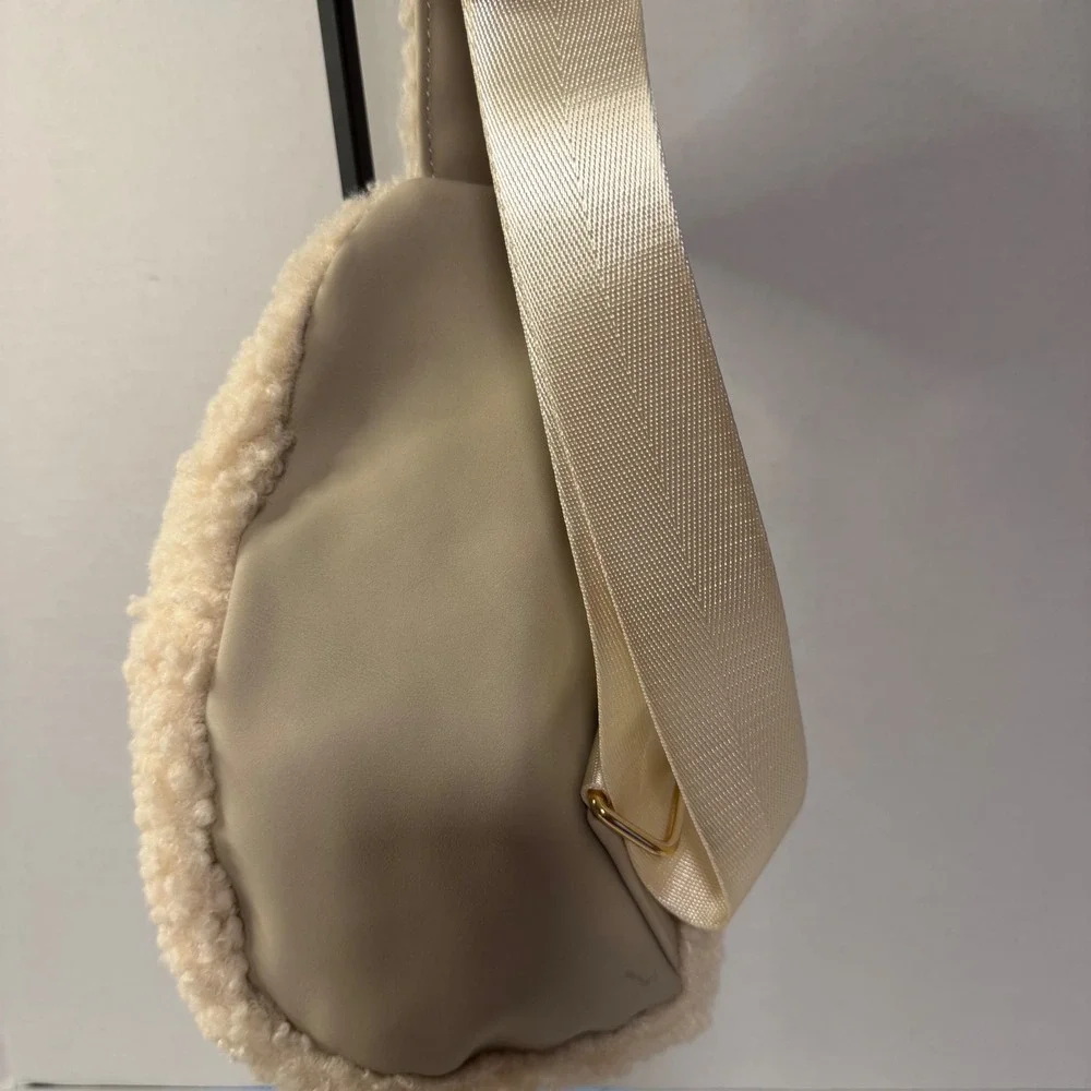 Cozy Chic I Am Sherpa‎ Sling Bag Cream Ivory Faux Shearling Crossbody Backpack